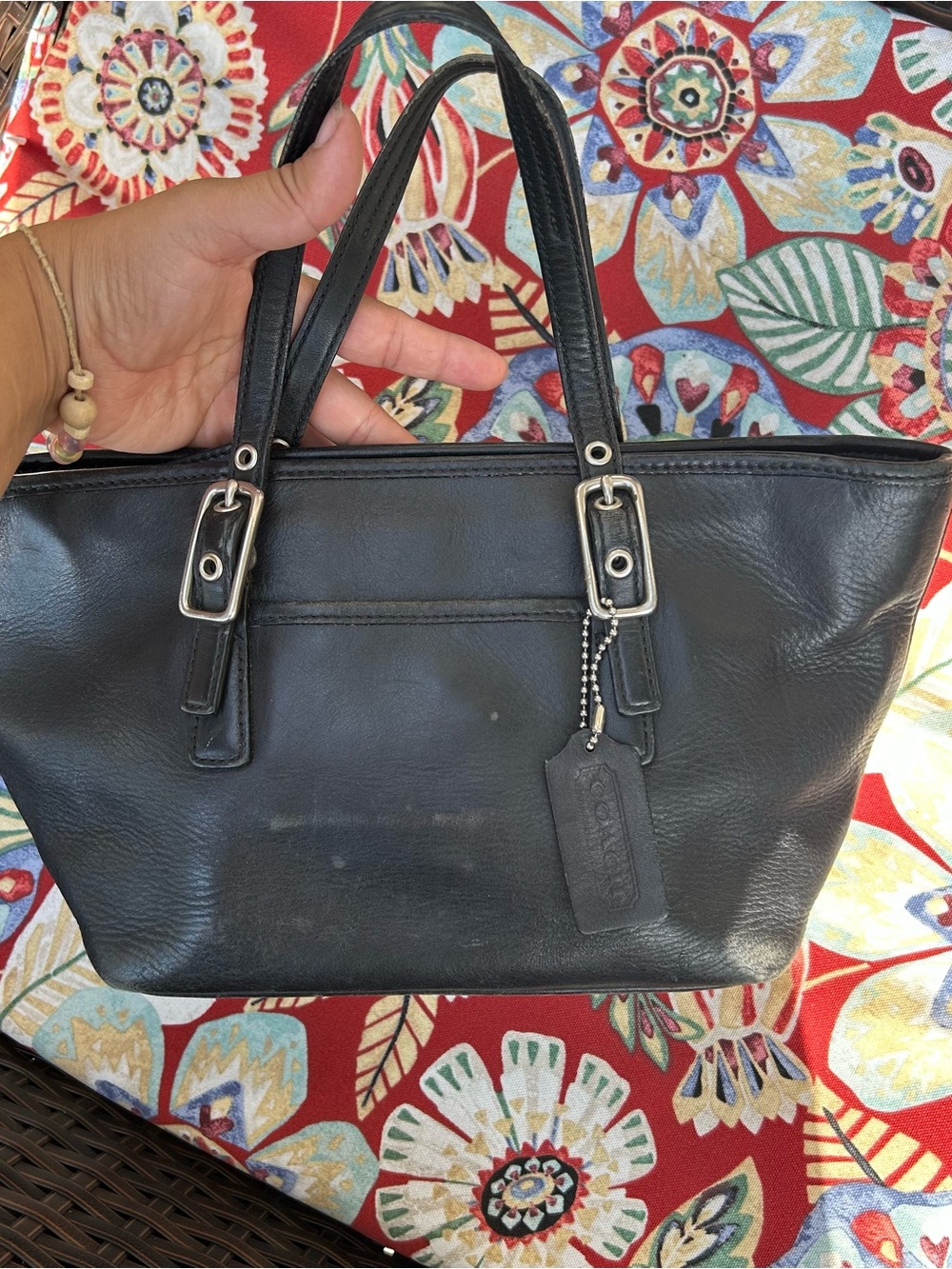 COACH Vintage Legacy MINI Market Tote Black Leather Bag Handbag Purse 9846 - Picture 2 of 4